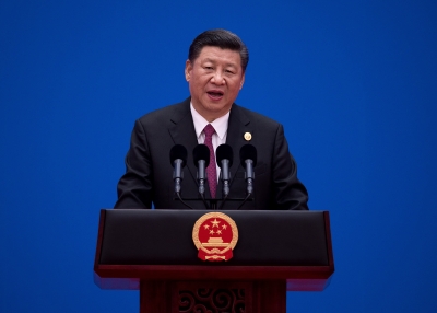 Chinese President Xi Jinping attends a news conference at the end of the Belt and Road Forum for International Cooperation on May 15, 2017 in Beijing, China.